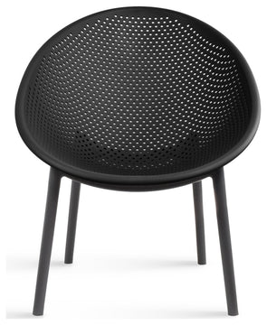 Set of 2 Modern Plastic Lounge Chair Egg Shaped Seat for Indoor/Outdoor, Black