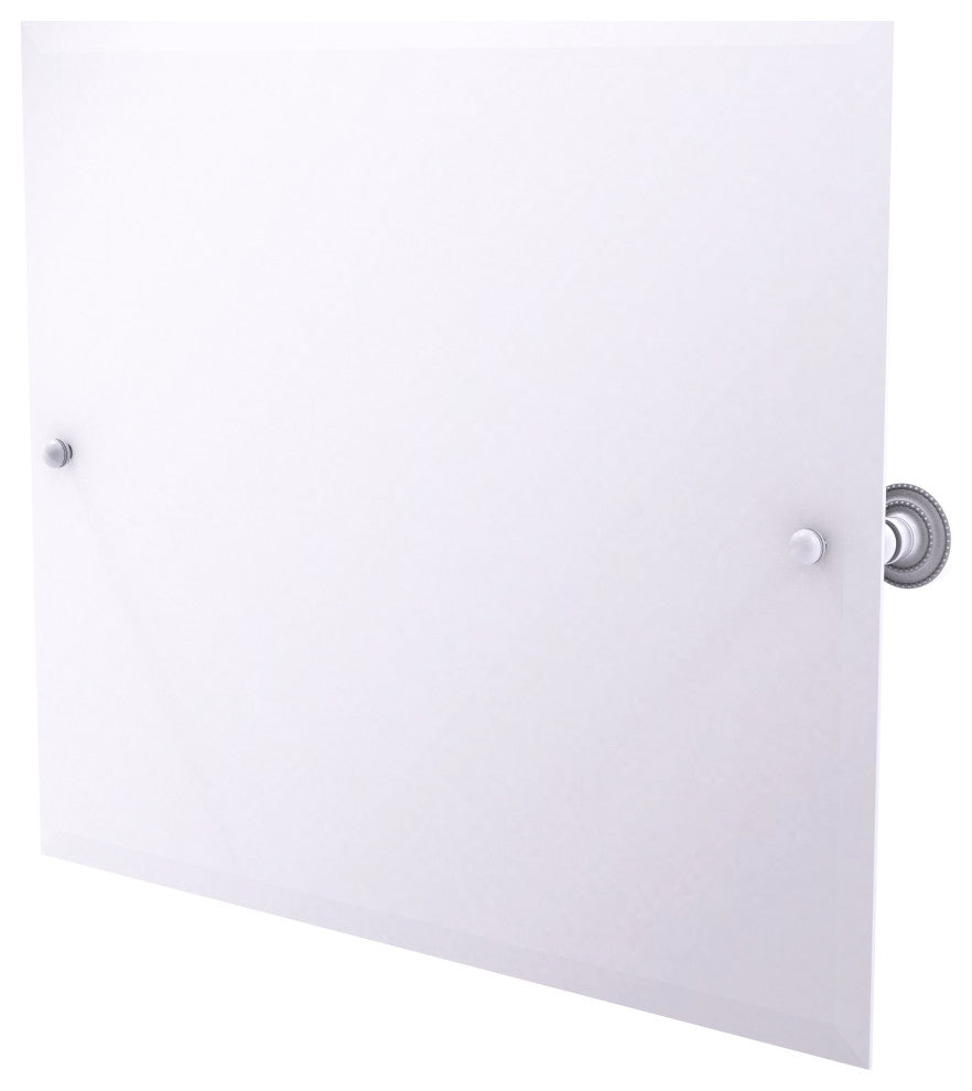 Frameless Landscape Tilt Mirror with Beveled Edge, Matte White