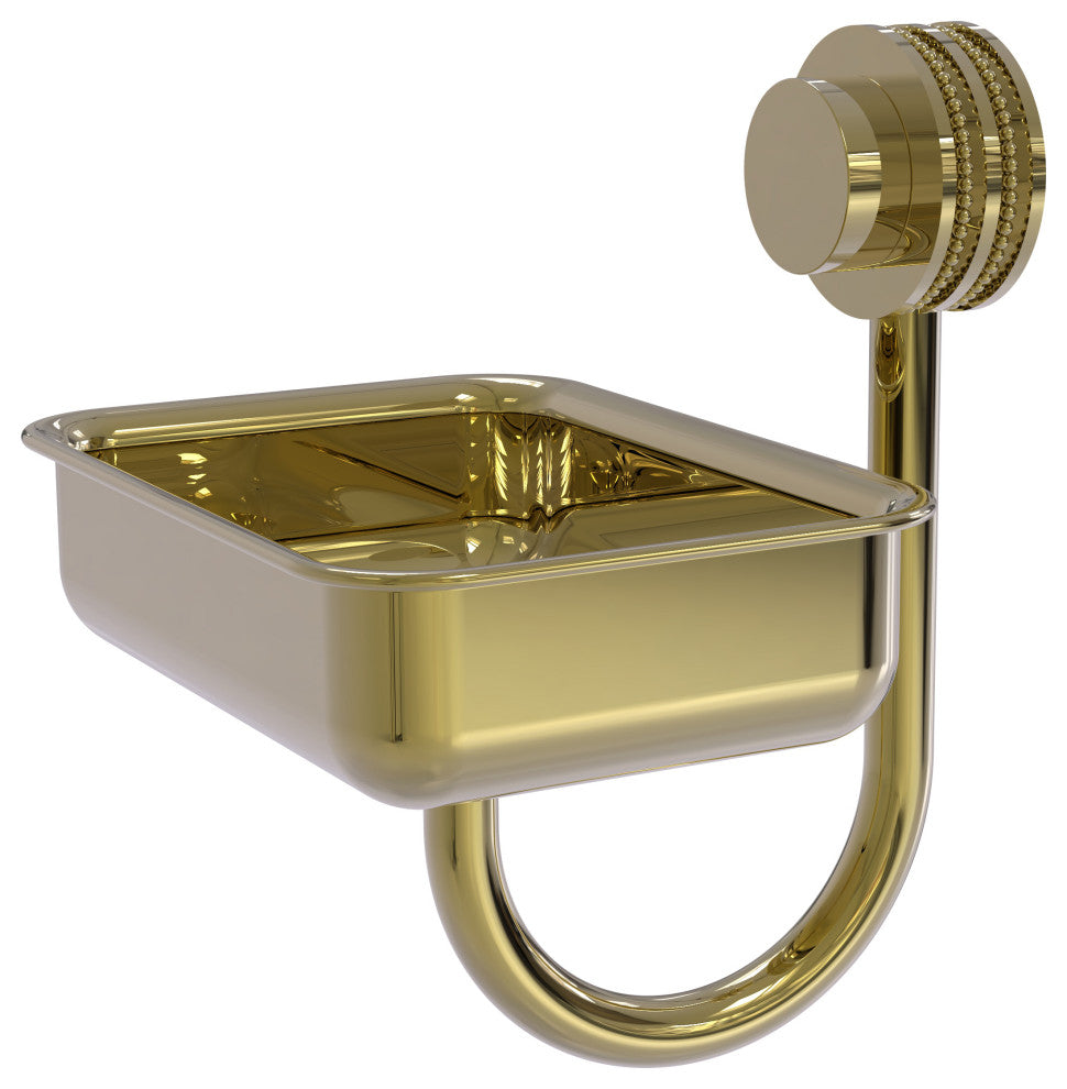 Venus Wall Mount Soap Dish With Dotted Accents, Unlacquered Brass