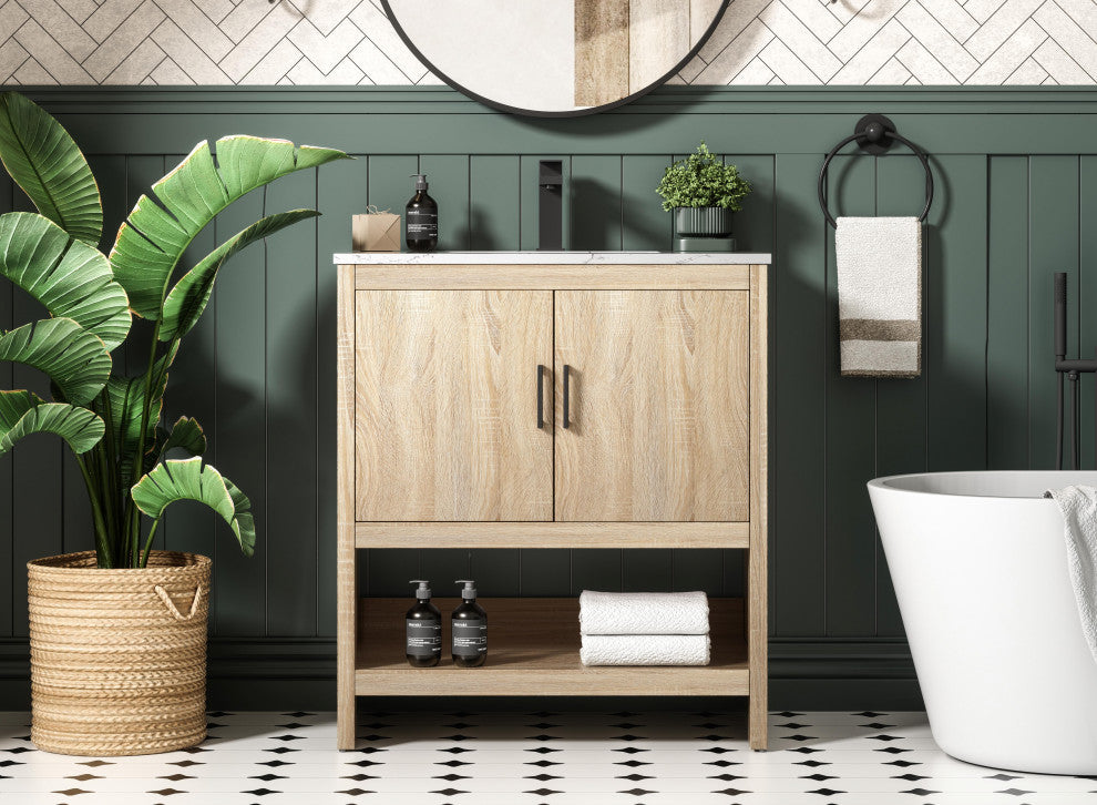 Home Living 30" Single Bathroom Vanity, Mango Wood