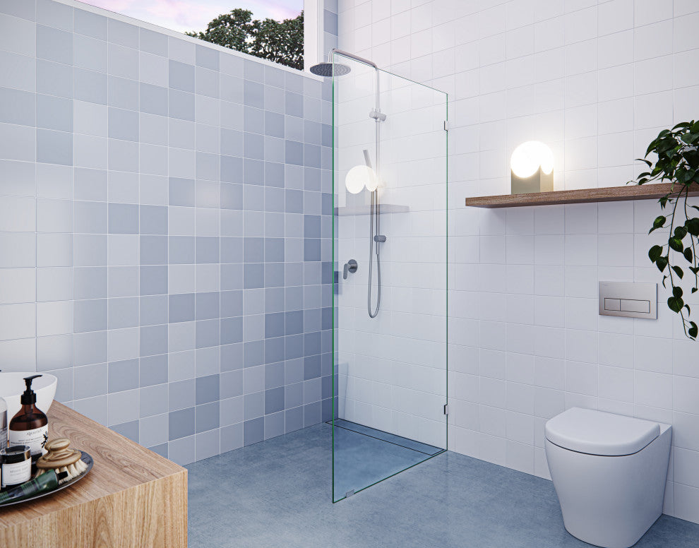 78"x33" Frameless Shower Door Single Fixed Panel, Brushed Nickel