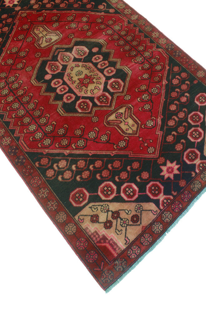 Fine Vintage Distressed Danielys Red/Charcoal Runner, 3'5x9'10