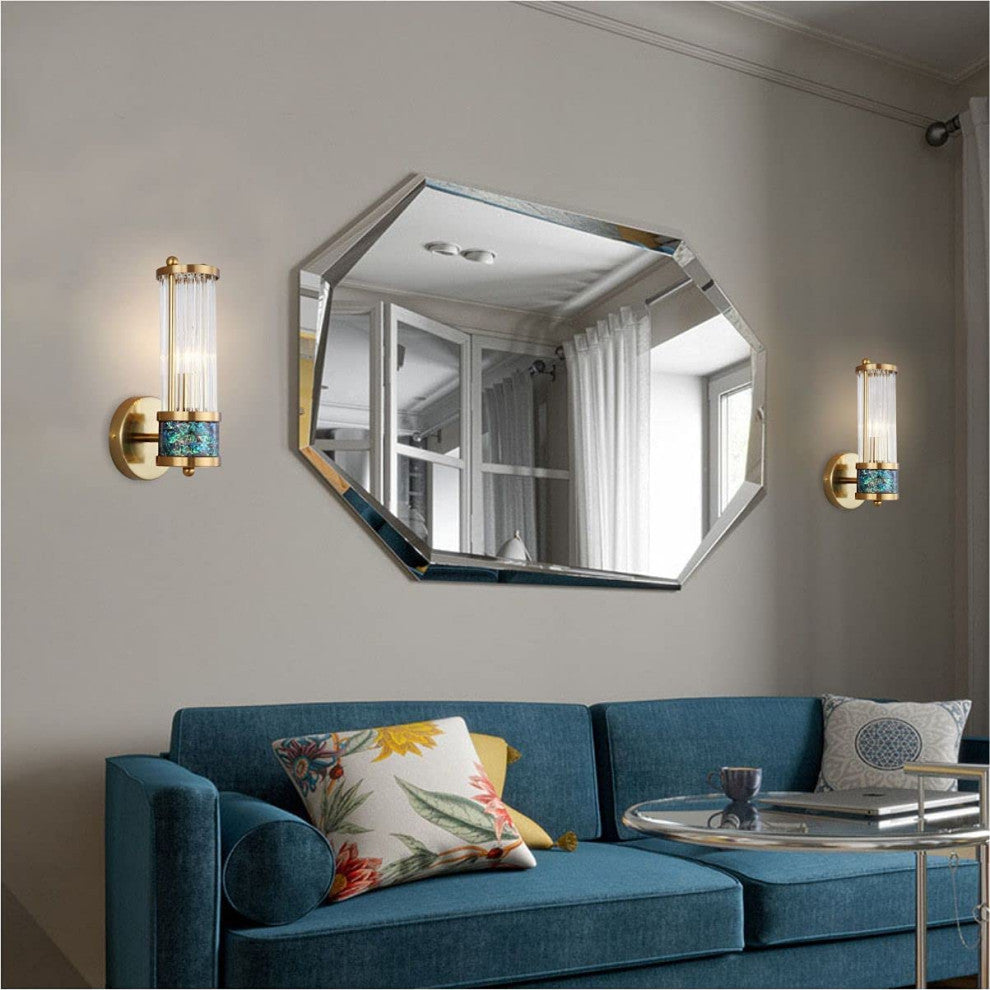 2 Pack Wall Lights for Bedroom Cyilndrical Wall Sconce With Glass Shade