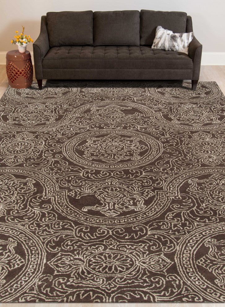 5" X8" X 0.5" Gray Wool Area Rug