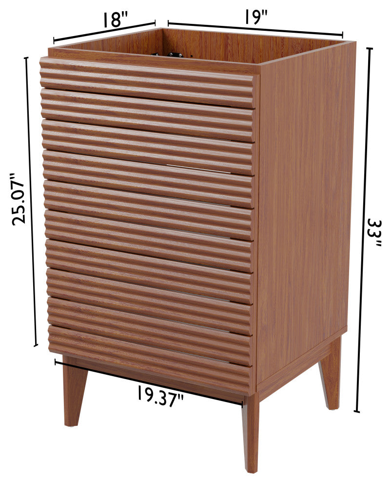 20" Slat Modern 2-Shelf Bath Vanity Cabinet Only (Sink Basin not Included)