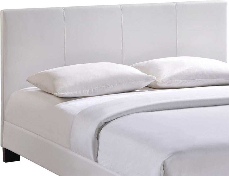 Modern Contemporary Queen Size Vinyl Bed Frame, White Faux Leather