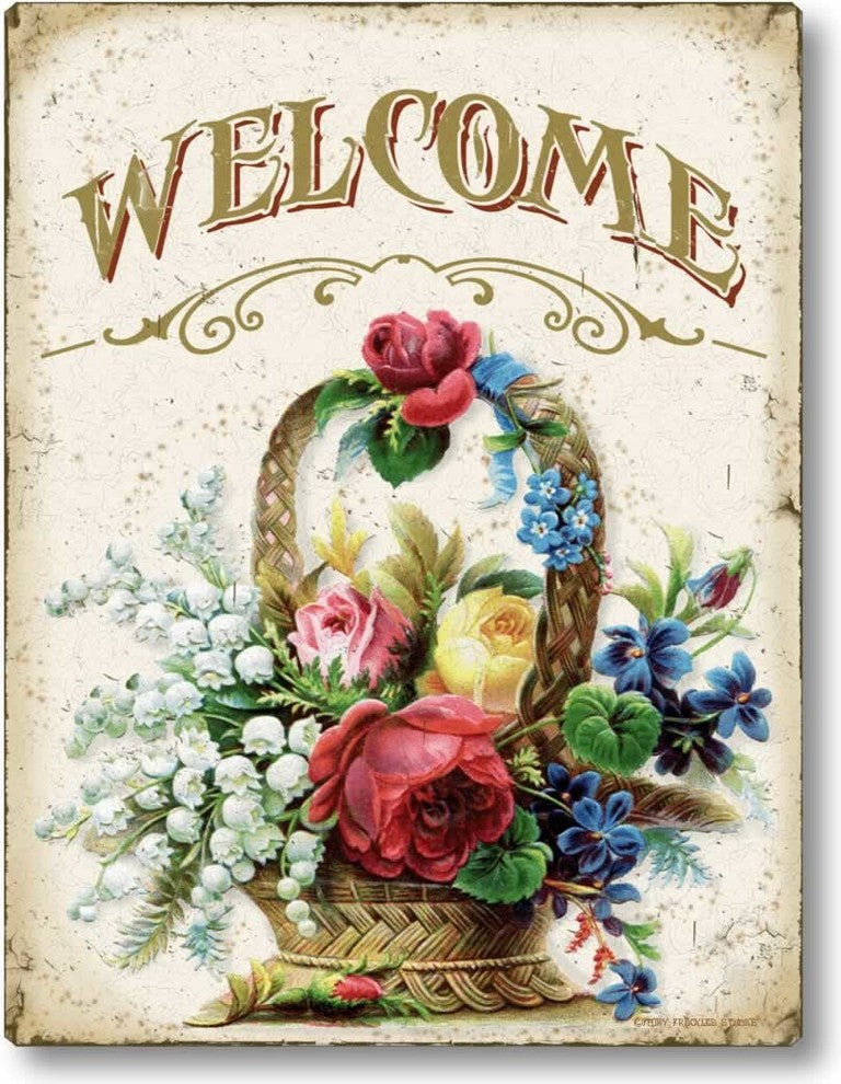 Vintage-Style Welcome Vintage-Style Floral Sign