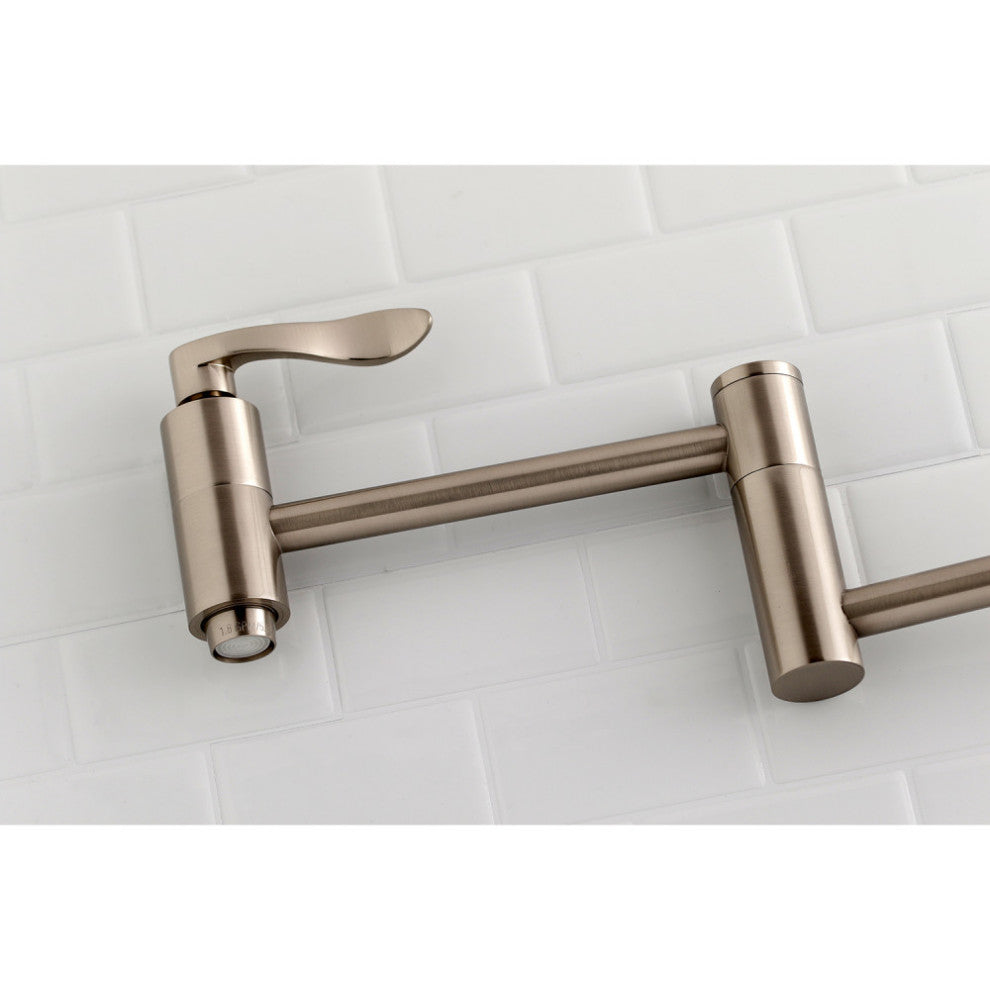 Kingston Brass KS8108DFL Wall Mount Pot Filler Kitchen Faucet, Brushed Nickel