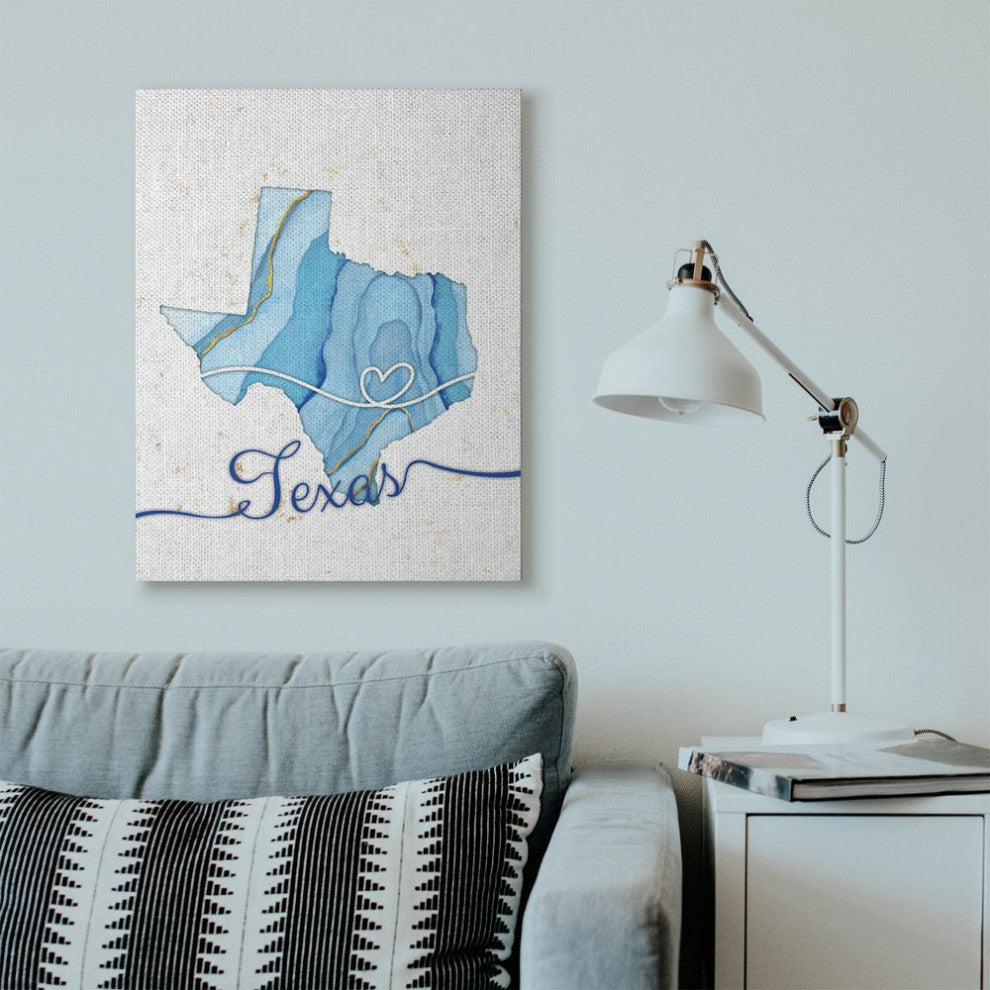 Stupell Industries Texas Agate Blue US State Design, 30 x 40