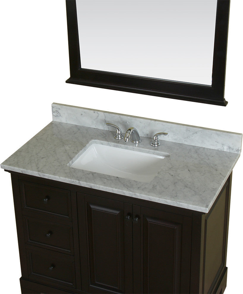 Richmond 42" Bathroom Vanity With Carrera Marble Top and Mirror