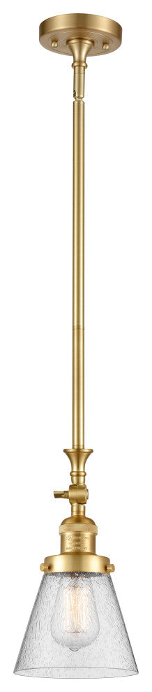 Small Cone 1 Light Mini Pendant, Satin Gold, Seedy
