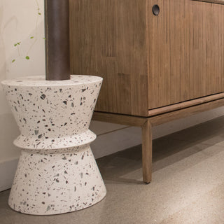 Concrete Hourglass Side Table, White