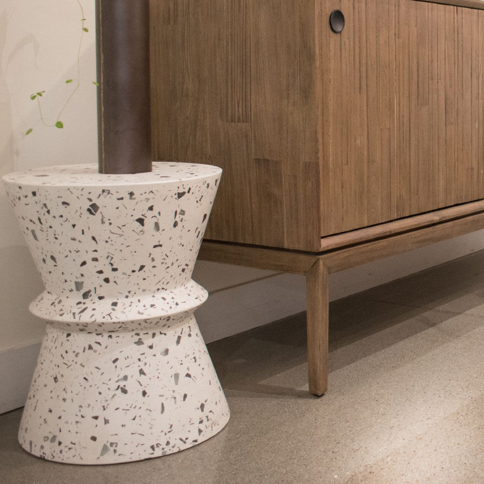 Concrete Hourglass Side Table, White