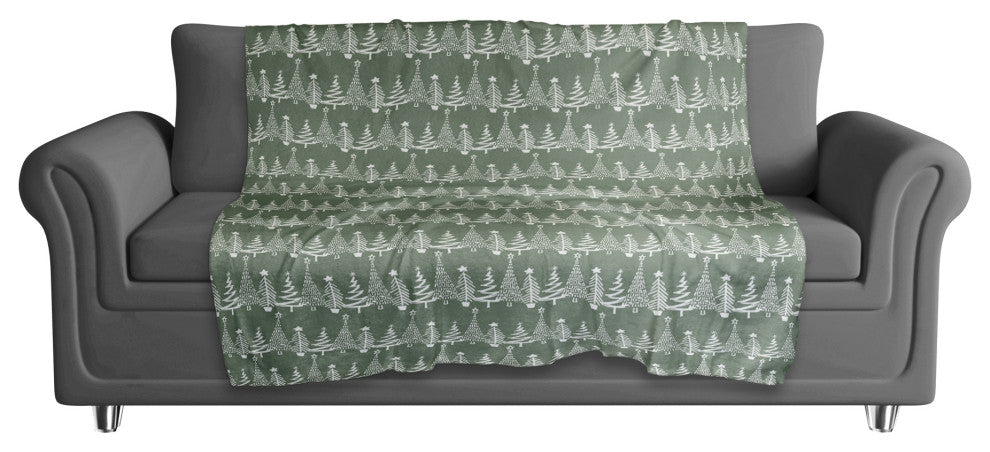 Sage Christmas Tree Pattern 50x60 Sherpa Fleece Blanket