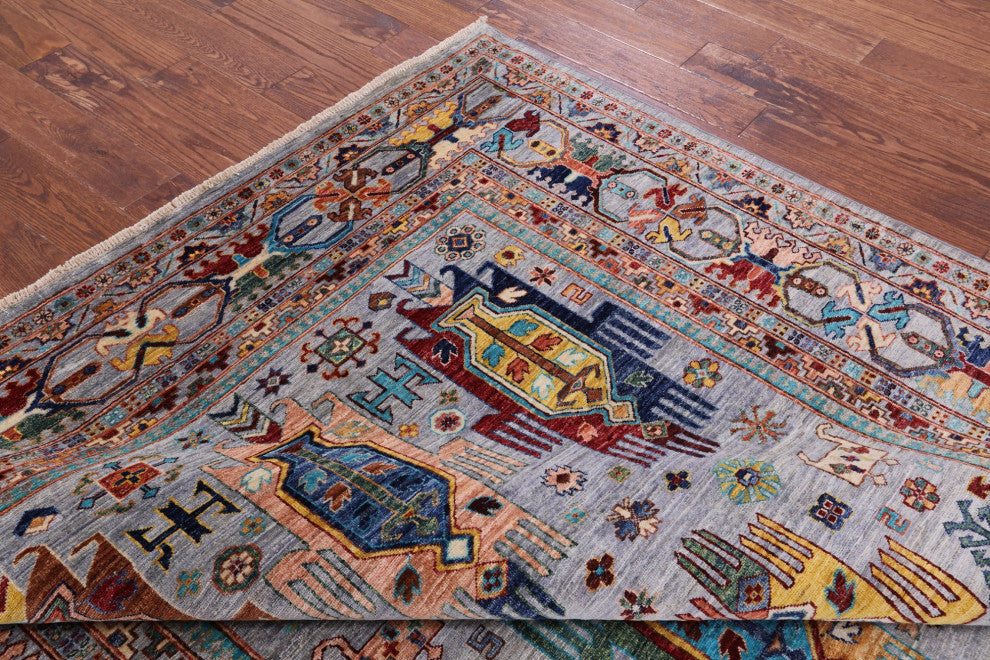 6' 11" X 9' 3" Tribal Fine Serapi Hand-Knotted Wool Rug - Q12497