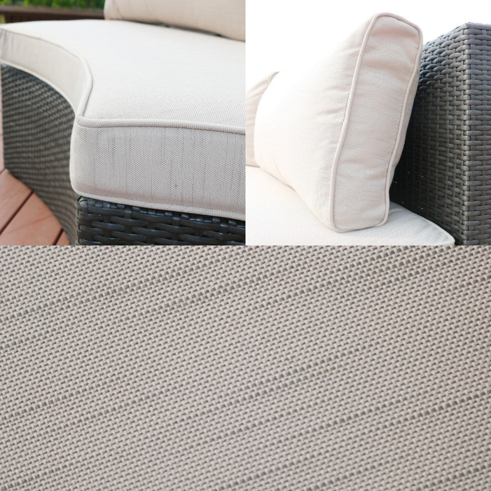 Half-Moon Outdoor Rattan Conversation Set with Ice Bucket Table, Black