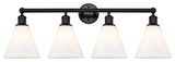 Berkshire 4-Light 35" Bath Vanity Light, Matte Black Finish, Matte White Shade