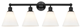 Berkshire 4-Light 35" Bath Vanity Light, Matte Black Finish, Matte White Shade