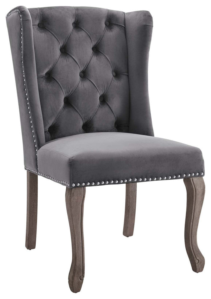 Gray Apprise French Vintage Dining Performance Velvet Side Chair