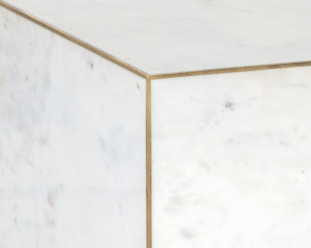 Daines End Table, White Marble