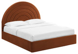 Solana Arched Performance Velvet Queen Platform Bed, Rust