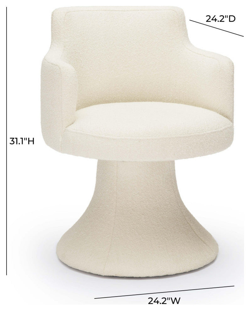 Jeffree Cream Performance Boucle Swivel Dining Chair