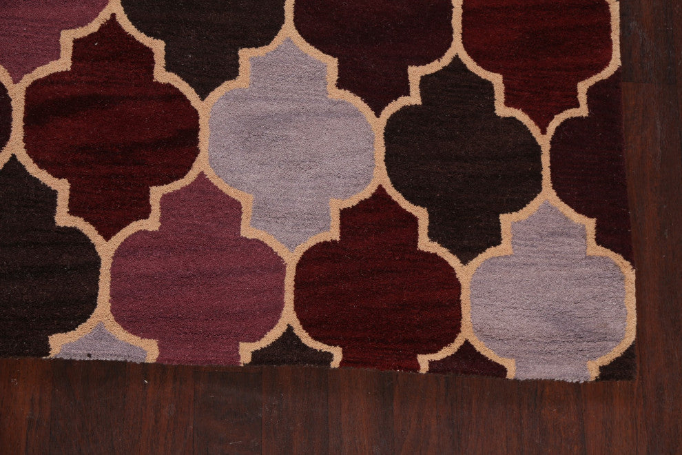 Contemporary Trellis Oriental Area Rug Hand-tufted Wool Carpet 8x11