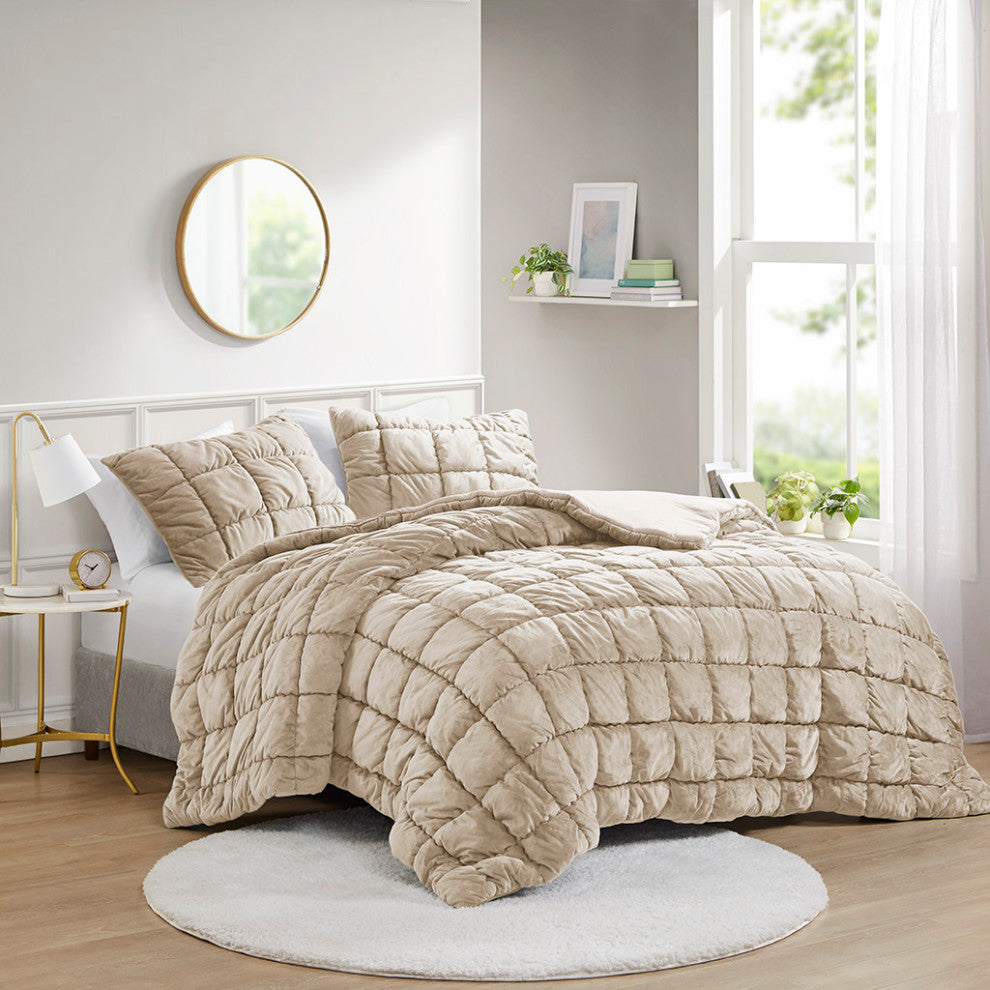 Intelligent Design Velvet Dream Puff 3 Piece Comforter Set