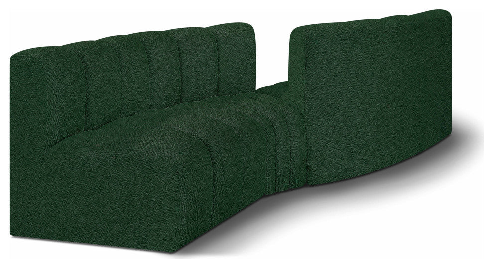 Arc Boucle Fabric Upholstered 4-Pc. Facing Modular Sectional, Green