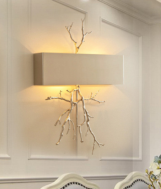 Creative LED Wall Lamp in Forest Style, Living Room, Bedroom, Golden, Cool Light