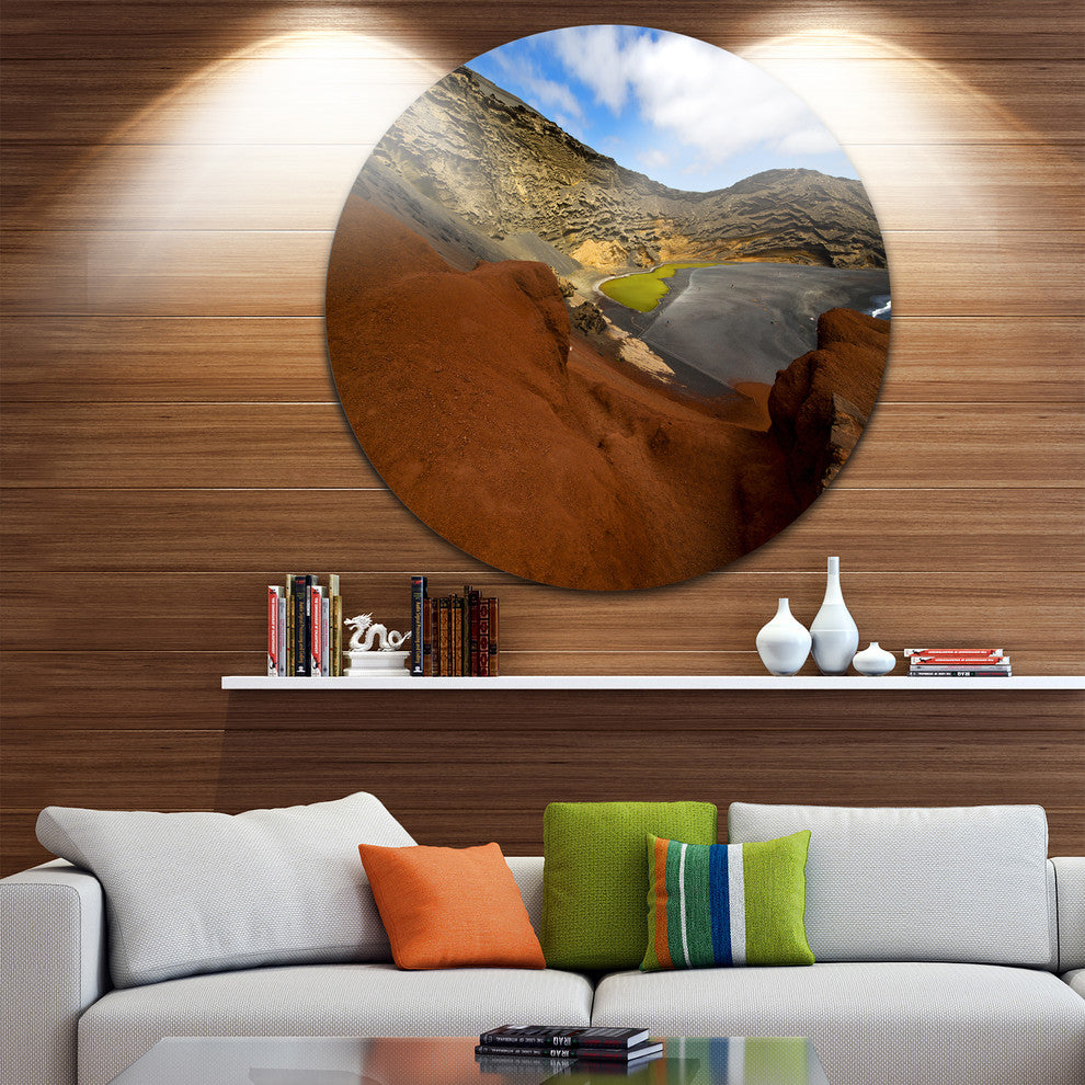 In El Golfo Lanzarote Spain Musk Pond, Seascape Round Artwork, 36"