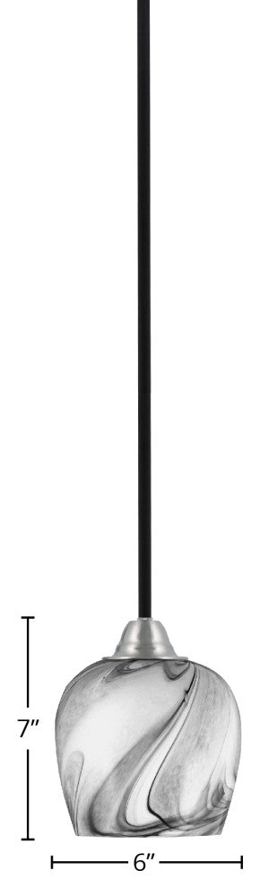 Paramount Mini Pendant, Matte Black & Brushed Nickel, 6" Onyx Swirl