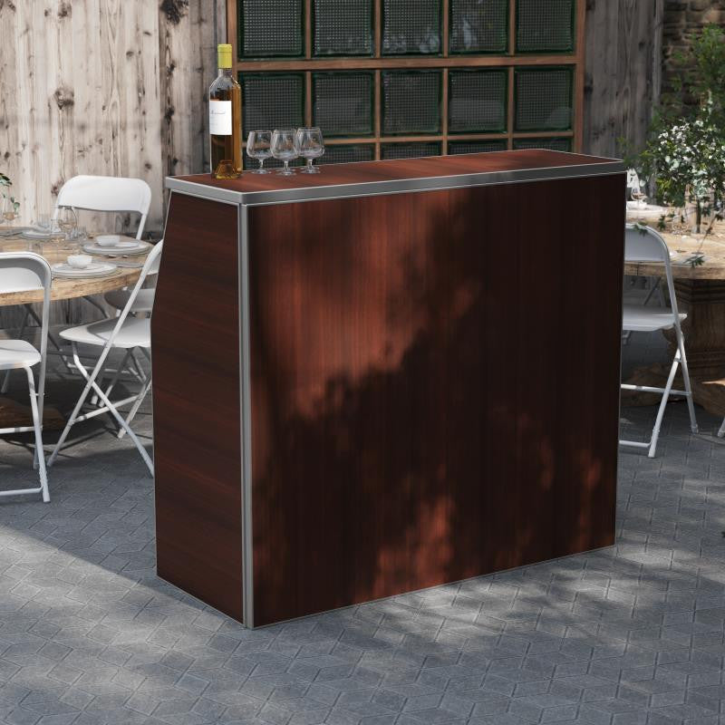 4' Laminate Foldable Bar, Walnut Woodgrain