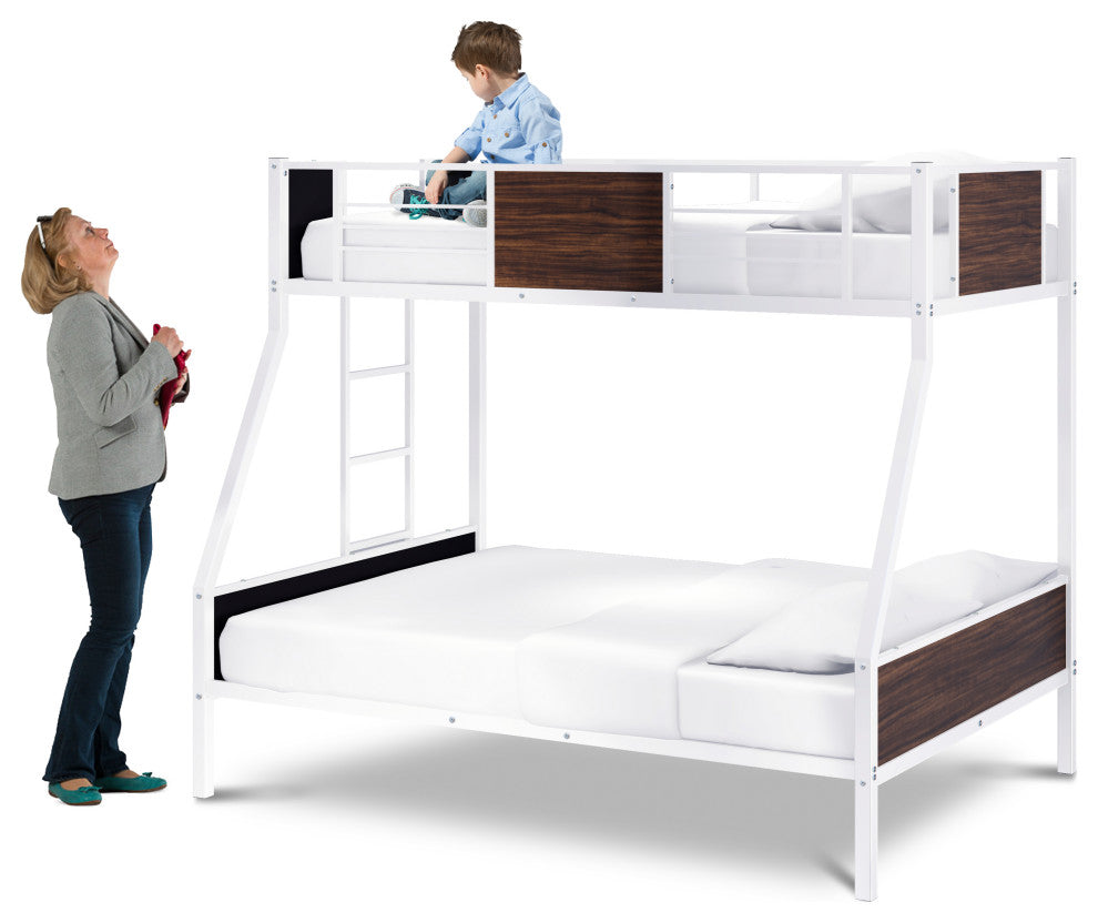Jackson Full Twin Bunk Bed In Powder Coating White Color