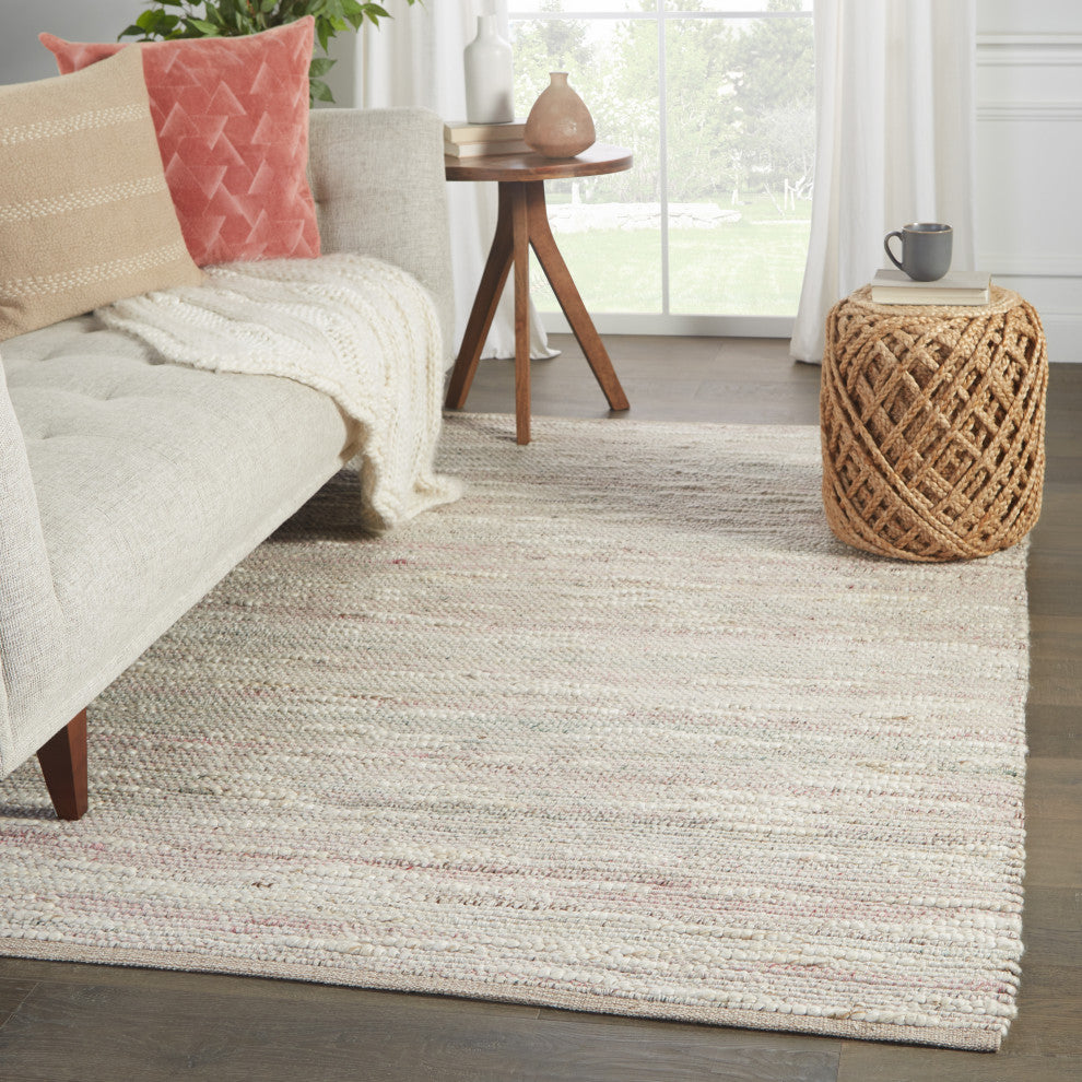 Jaipur Living Sanja Handmade Solid Area Rug, Pink/Cream, 5'x8'