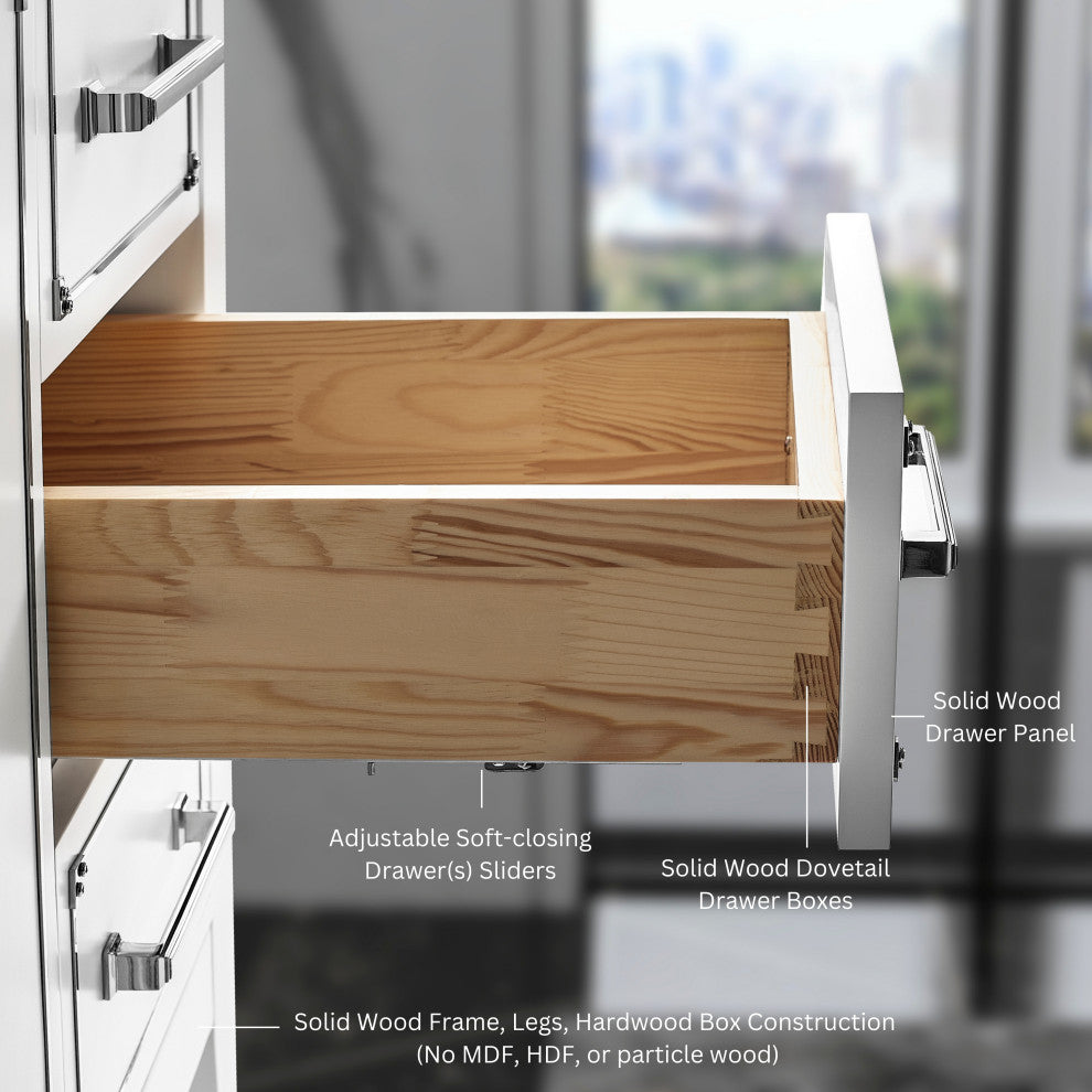 Aspen Bathroom Vanity Set, White, 60"