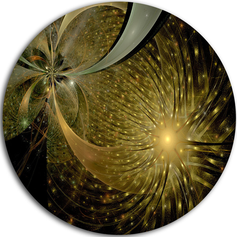 Symmetrical Firework Pattern, Digital Art Disc Metal Artwork, 36"
