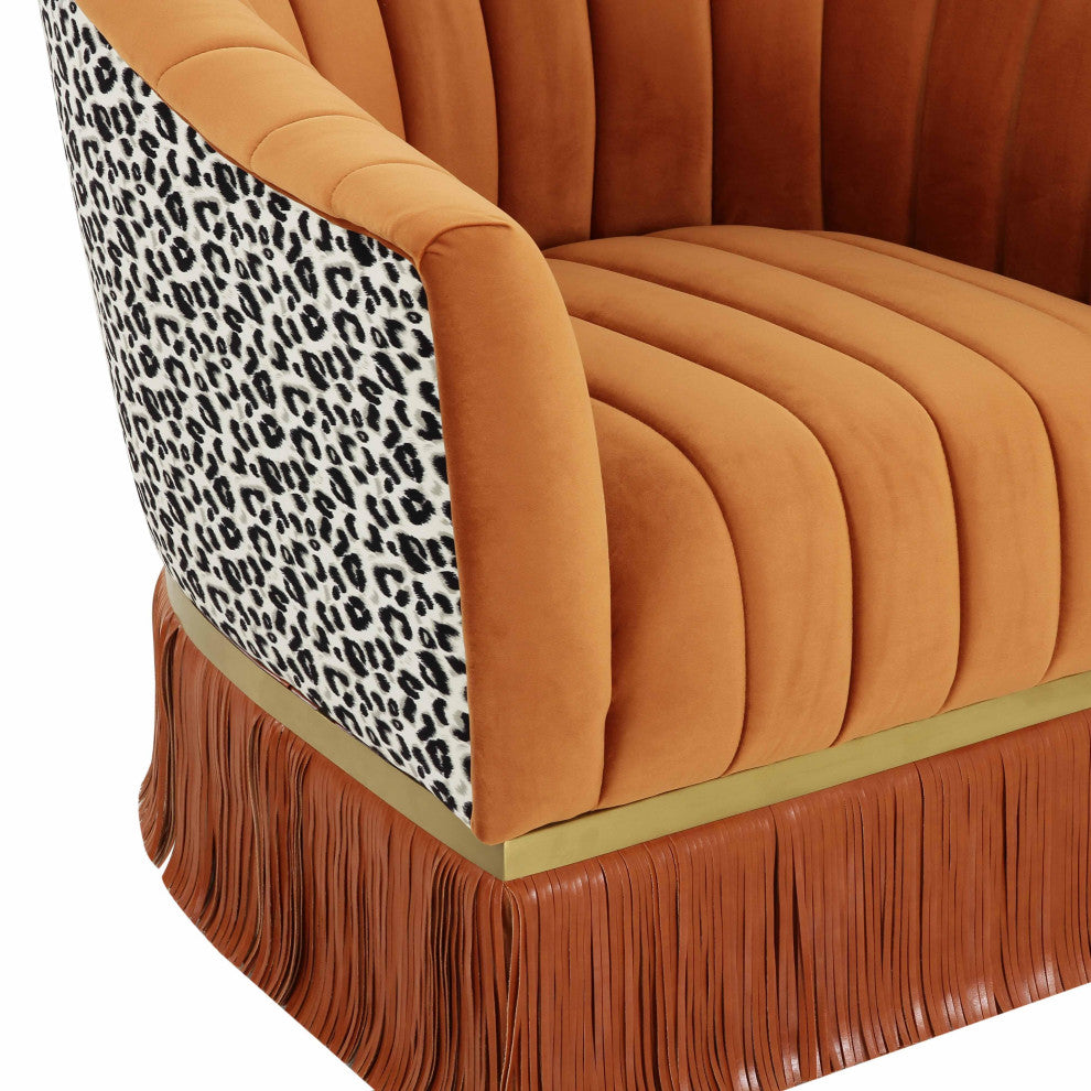 Enid Cinnamon Velvet Swivel Chair
