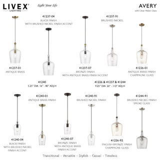 Avery 1 Light Black With Brushed Nickel Accent Mini Pendant