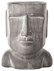 Round Cement Easter Island Head Pot Concrete Gray Finish, Large