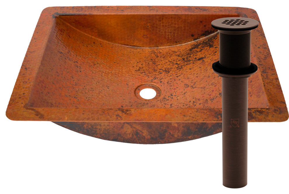 Merida Copper Bathroom Sink and Strainer Drain, Natural