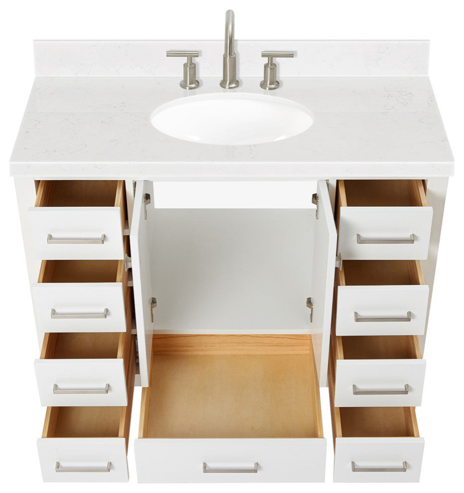 Ariel Cambridge 42" Single Oval Sink Vanity, Carrara Quartz