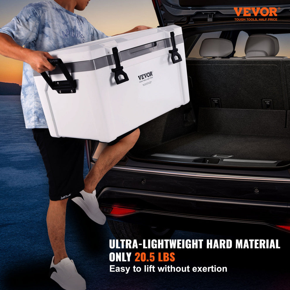 VEVOR Hard Cooler Insulated Portable Cooler Ice Chest, 52 Quart 50-Can Capacity