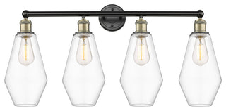 Cindyrella 4-Light 34" Bath Vanity Light, Black Antique Brass, Clear Shade