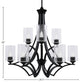 Zilo, 9 Light, Chandelier, Matte Black Finish With 4" Clear Bubble Glass