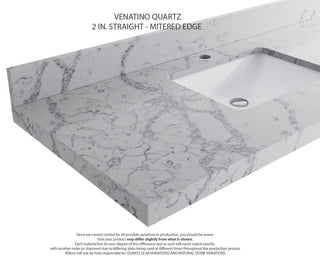 Elizabeth Oak 48" Single Sink Vanity, White 2" Venatino Quartz