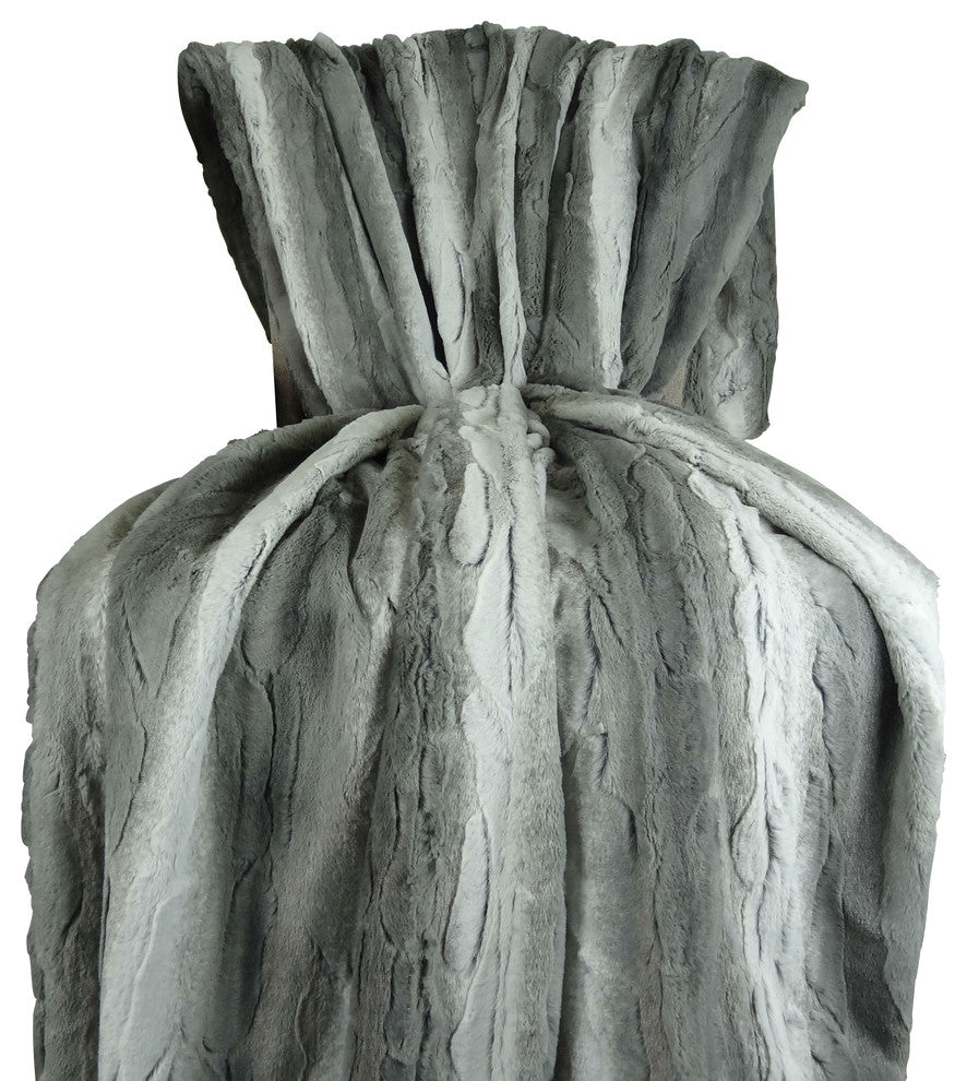 Plutus Cuddle Angora Platinum Handmade Bedspread, 114"x120"