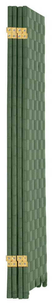 4 ft. Short Woven Fiber Outdoor All Weather Room Divider 4 Panel Green