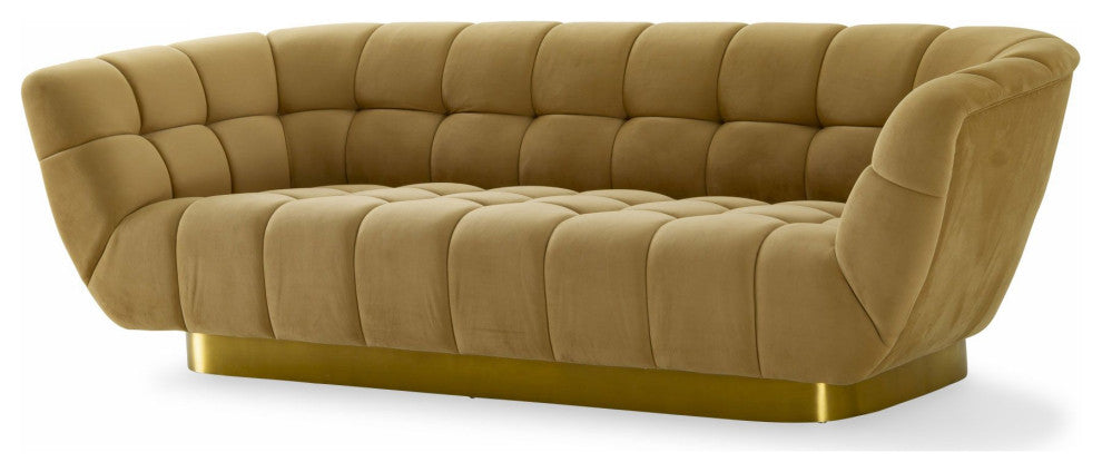 Divani Casa Granby Glam Mustard and Gold Fabric Sofa