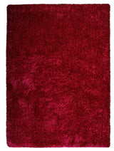 HAND TUFTED SHAG POLYESTER ECO-FRIENDLY AREA RUGS, Dark Pink Color, Solid Design
